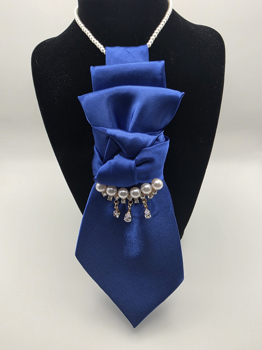 Tie Necklace | Blue Satin